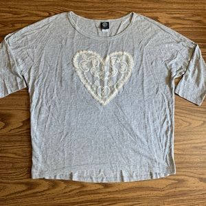 Bobeau Lace Heart Knit Top